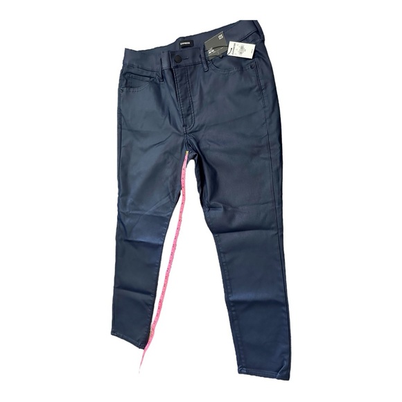 NWT! Express Mid Rise Coated Blue Skinny Jeans in 12 Short - Picture 6 of 8